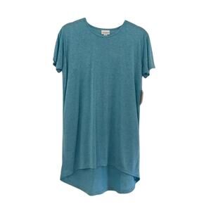 Girls tunic top high low hem sz 14 solid heather blue LuLaRoe Gracie basiccore